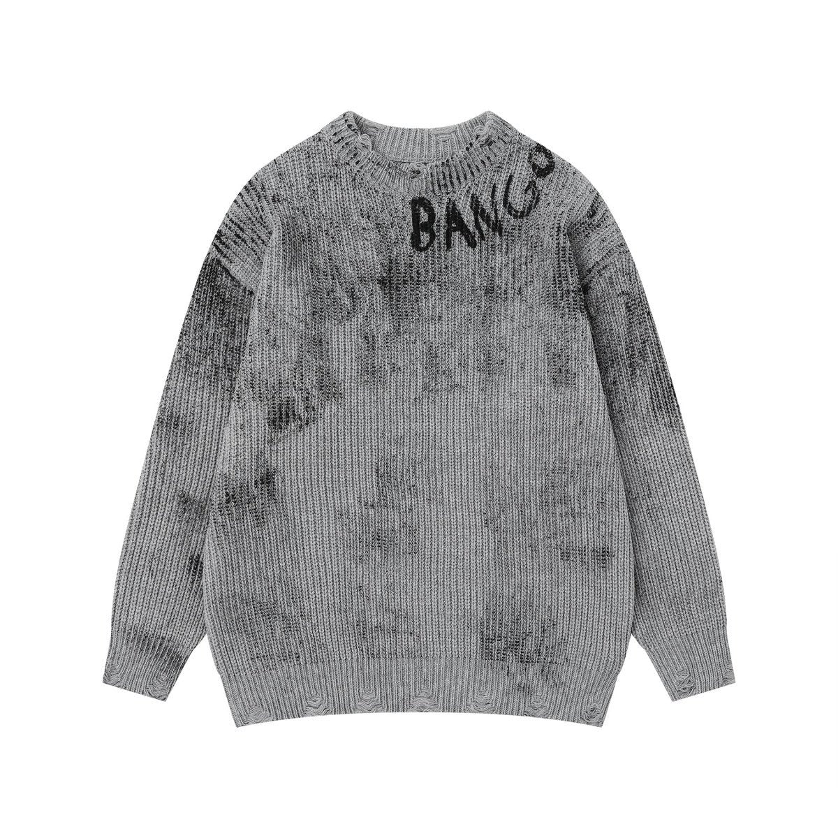 2025 American-style Retro Old Fashionable Puppies Handsome Hip-hop All-match High-end Loose Casual Knitted Shirt