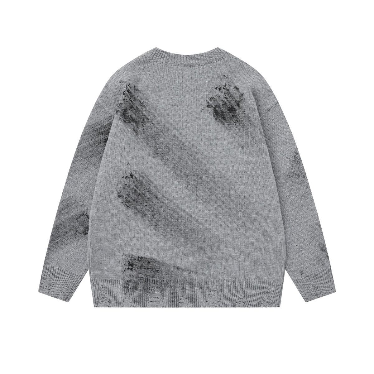 2025 American Style Retro Hip Hop Letter Embroidered Street Campus Style Loose Knit Sweater