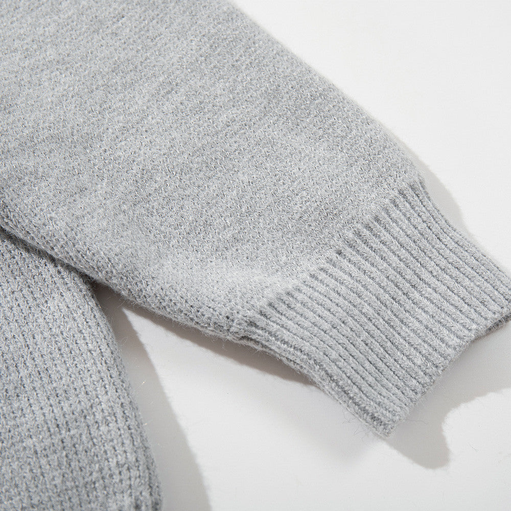 Men's Lapel Sweater European And American Fashion Brand Solid Color Simple Knitted Base Shirt Long Sleeve POLO Collar Sweater Inner Spring And Autumn