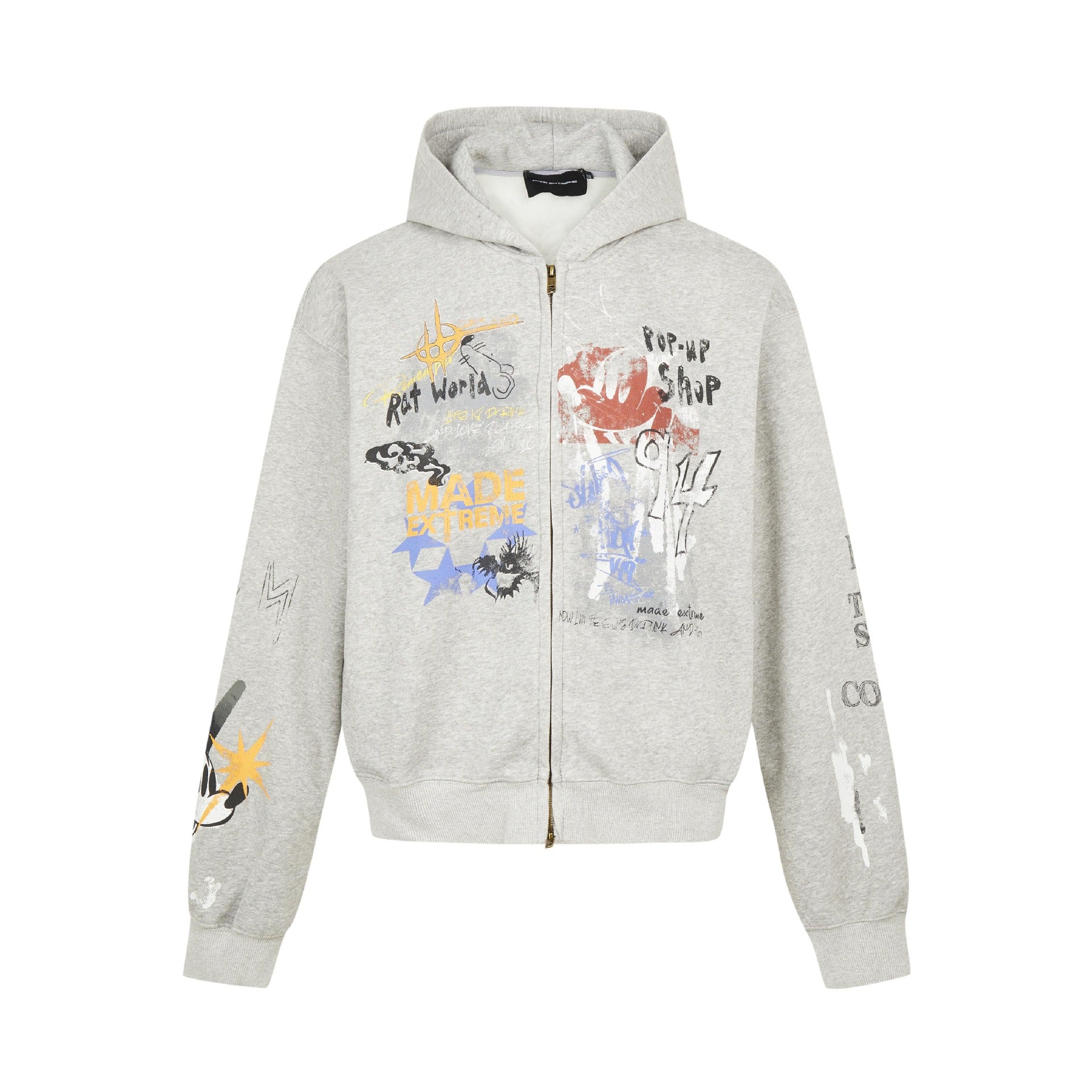 MADEEXTREME Street Hip Hop Graffiti Sweater Men's And Women's Spring And Autumn Oversize Cardigan Hooded Jacket Tide