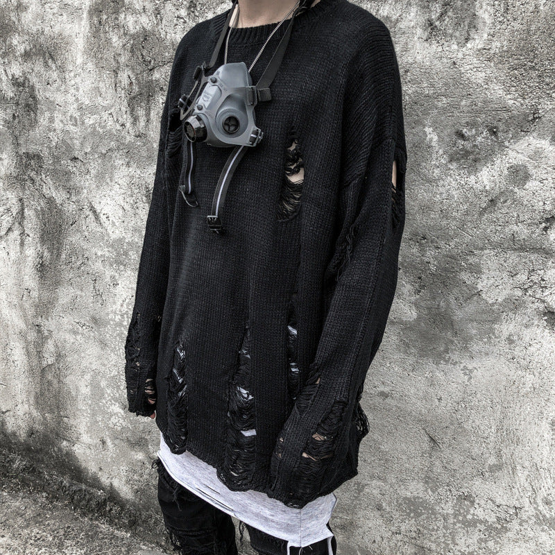 Diablo Hollow-Hole Beggar Long-Sleeved Sweater Men's Funeral Fashion Hip-Hop Loose Knitted Pullover Autumn