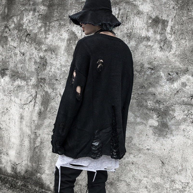 Diablo Hollow-Hole Beggar Long-Sleeved Sweater Men's Funeral Fashion Hip-Hop Loose Knitted Pullover Autumn