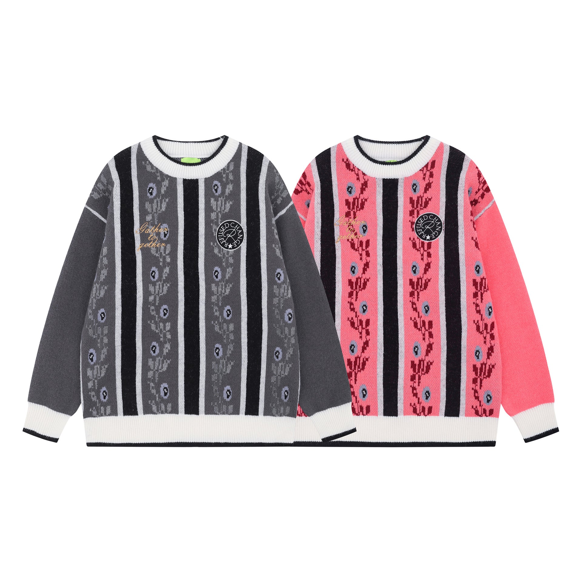 2025 New American Street Fashion Hip Hop Fashion Brand Fashion All-match Loose Embroidered Casual Knit Sweater