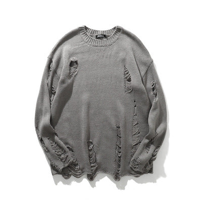 Diablo Hollow-Hole Beggar Long-Sleeved Sweater Men's Funeral Fashion Hip-Hop Loose Knitted Pullover Autumn