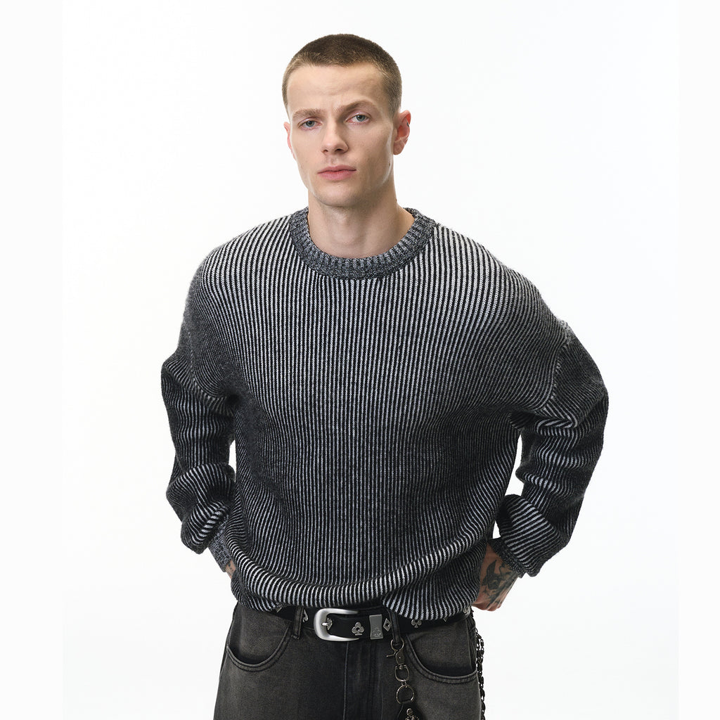 Two-color Sweater 25 Autumn New American Street Trendy Loose All-match Crewneck Top