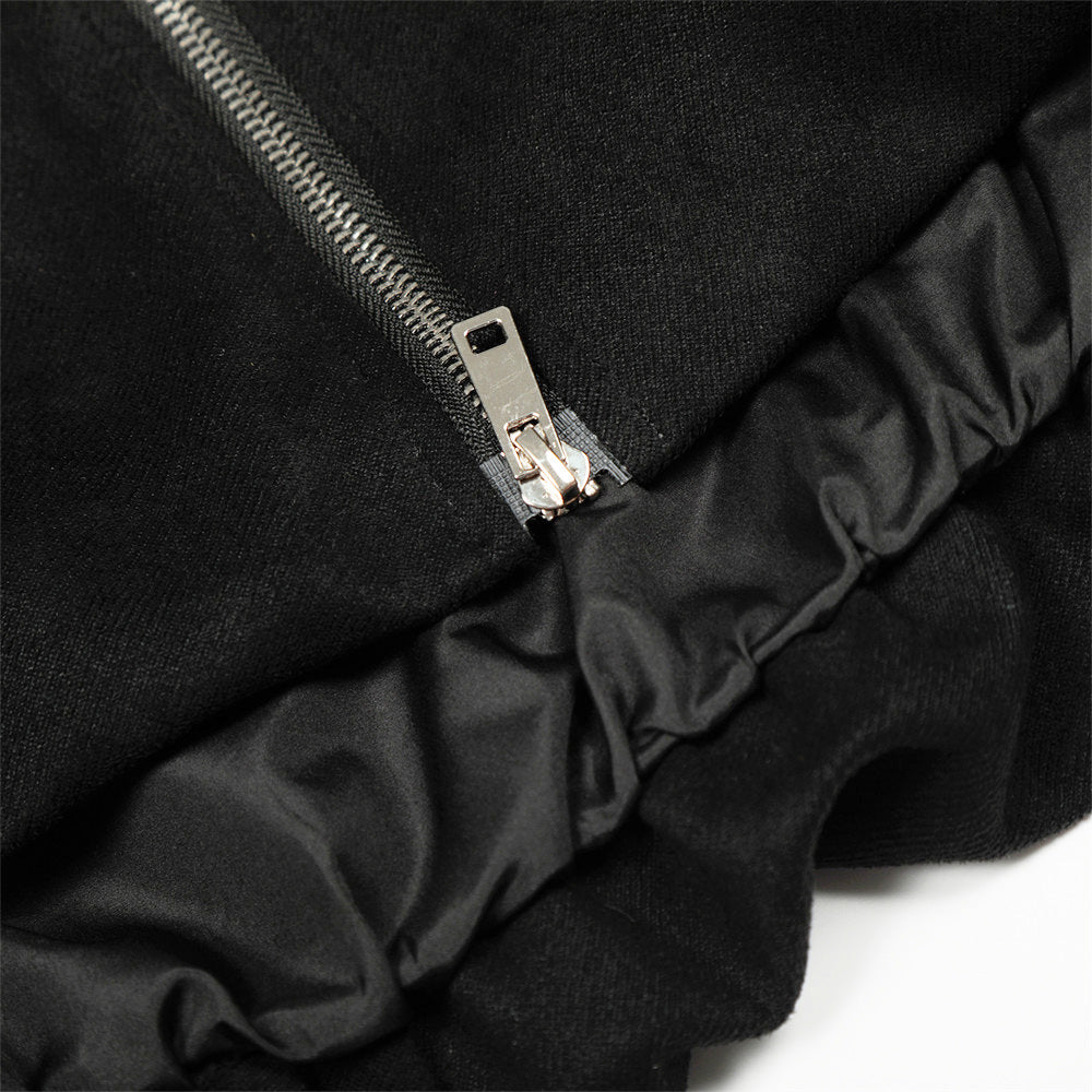 Trendy Brand High Street Loose Collar Short Jacket Men's Hip Hop Rock Stud Design Two-way Zipper Jacket