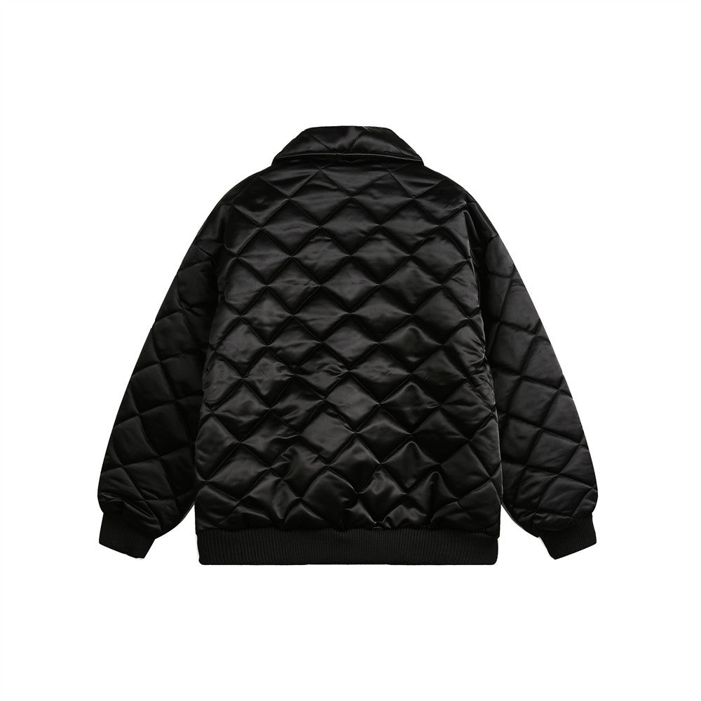 Cotton-padded Jacket Men's Winter Vibe Fashion Brand European And American Creative Nail Bead Hot Drilling Letter Set Loose Lapel Cotton Coat