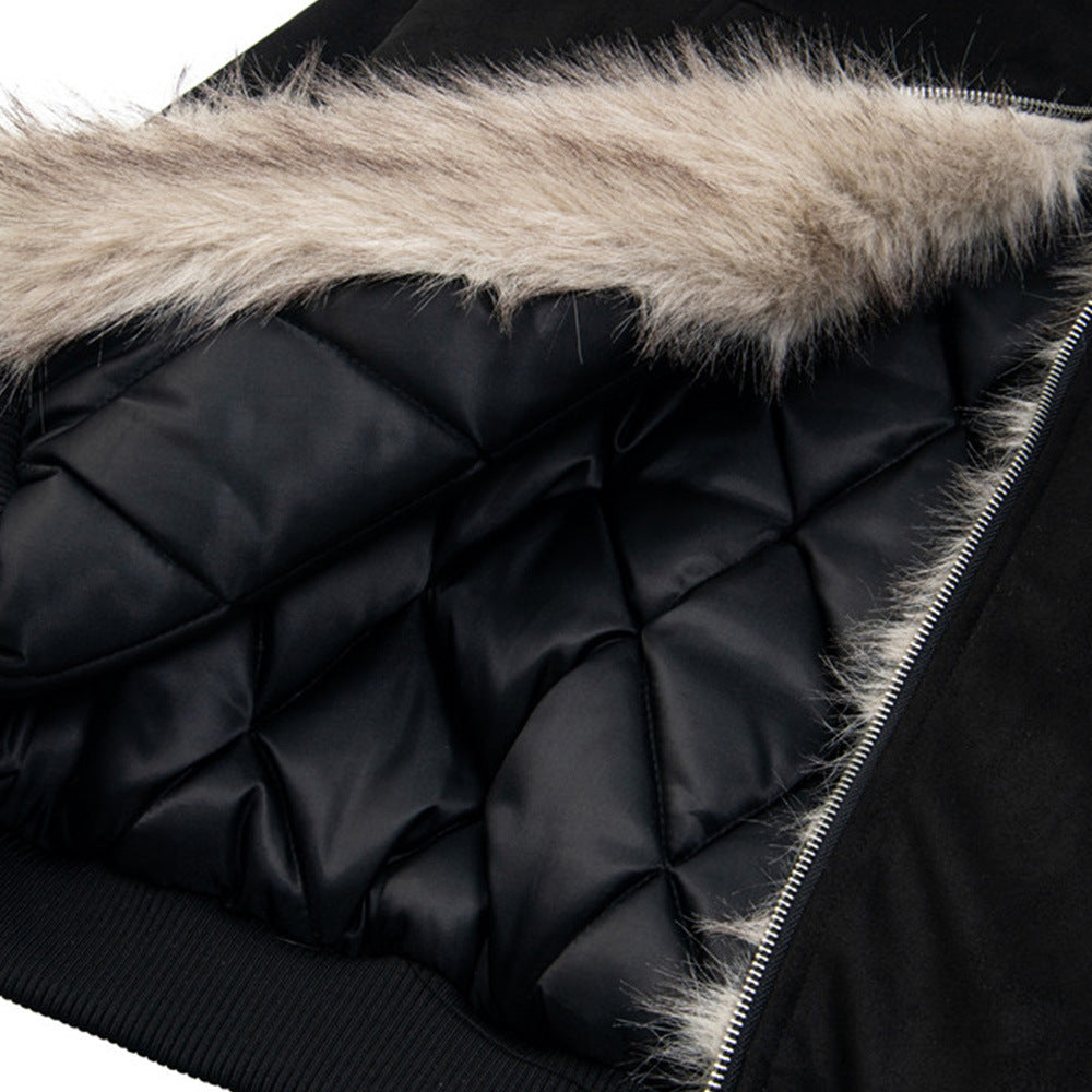 Cat Ears Hooded Cotton-padded Jacket Winter Men's Seat Mountain Carving Cotton Loose Short Jacket Fashion Brand High Street Pocket Design
