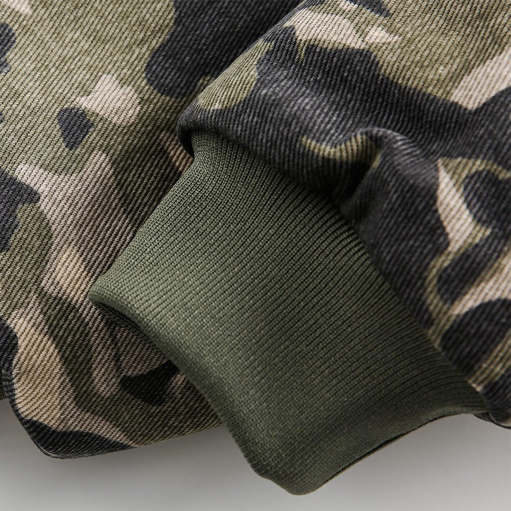 Camouflage Hooded Cotton-padded Coat Men's Winter American Style High Street Design Sense Loose Cotton Plush Thickened Cotton-padded Coat
