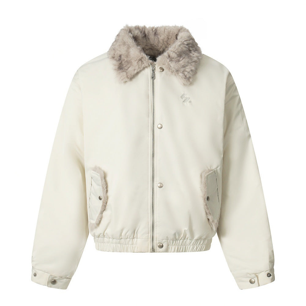 Parker Men's Winter Fleece-lined Cotton-padded Coat Jacket Vibe European And American Fashion Brand Wool Collar Lapel Tooling Loose Cotton-padded Coat