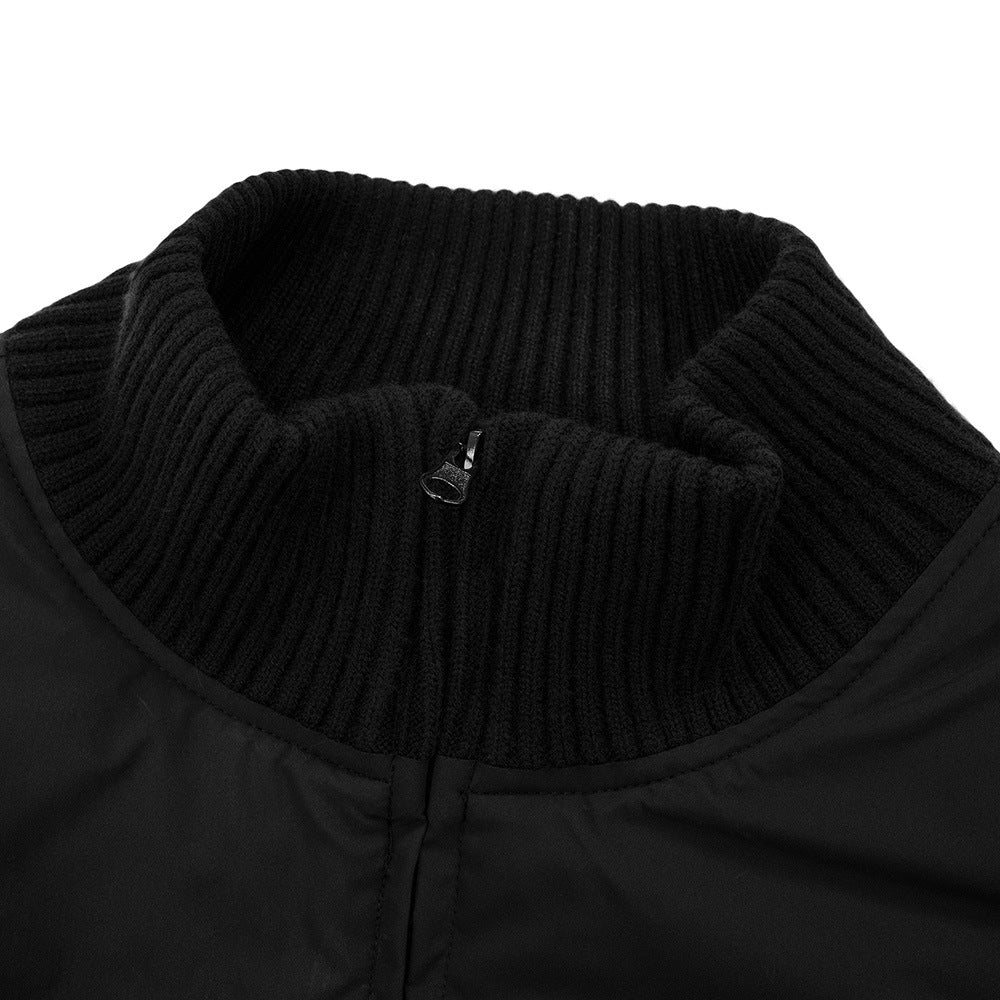 Solid Color Half-high Collar Short Cotton-padded Jacket Men's Spring And Autumn High Street Trendy Brand Casual Outdoor Double Zipper Baseball Suit
