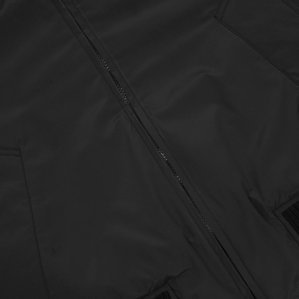 Solid Color Half-high Collar Short Cotton-padded Jacket Men's Spring And Autumn High Street Trendy Brand Casual Outdoor Double Zipper Baseball Suit