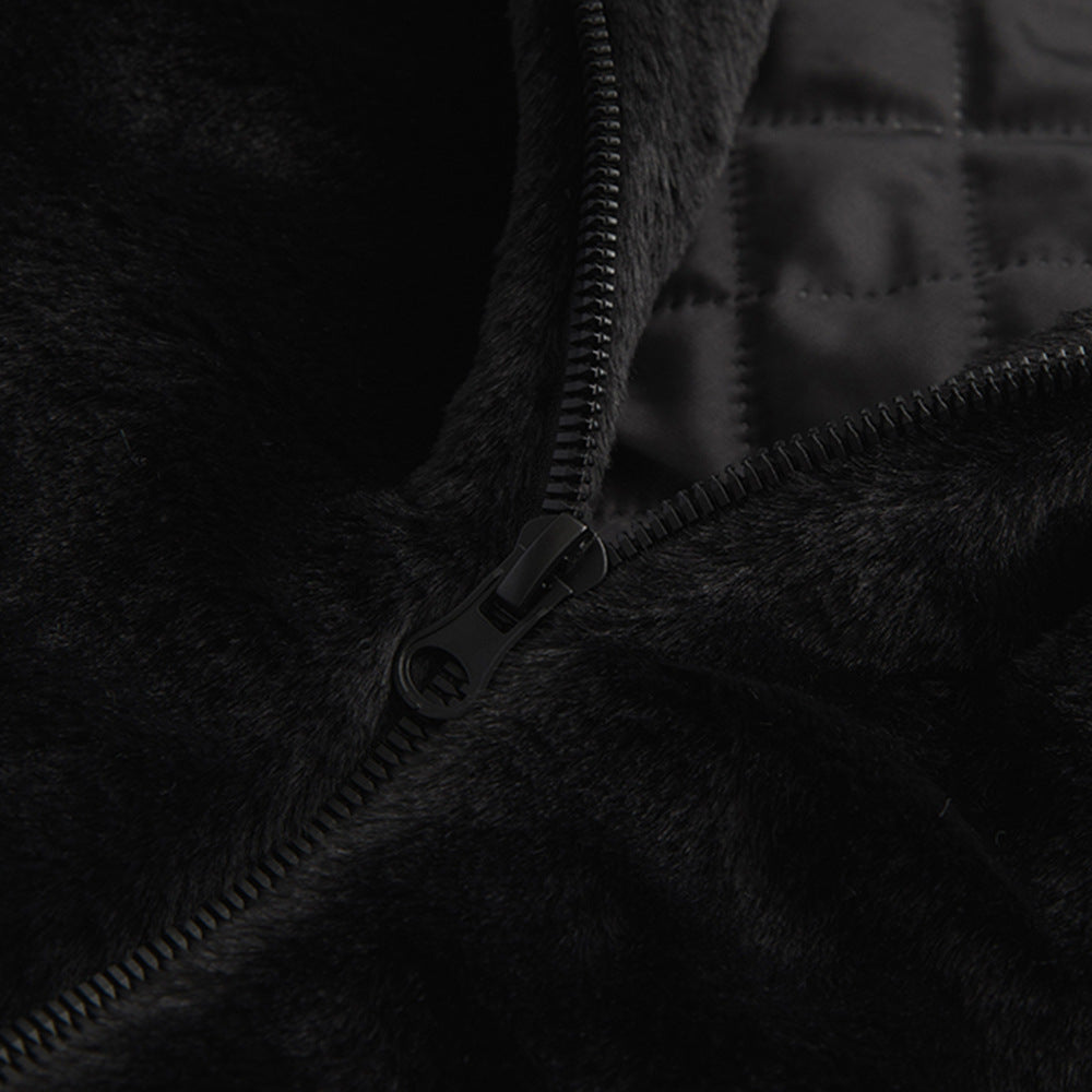 Letter Flocking Embroidered Fleece Cotton-padded Jacket Winter Men's Thickened Quilted Vertical Collar Cotton-padded Jacket Fashion Brand American Style