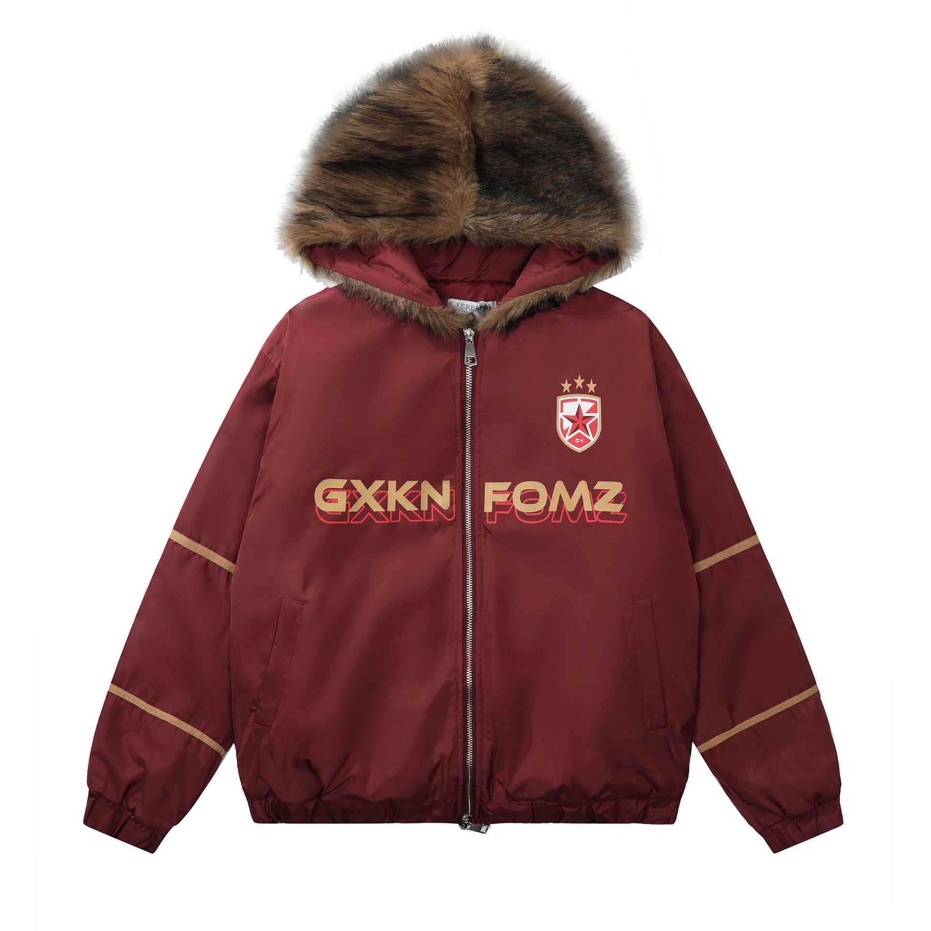 Hip-Hop National Fashion Vintage Plush Hooded Cotton Coat For Men And Women High Street Retro Loose Thickened Cotton Coat