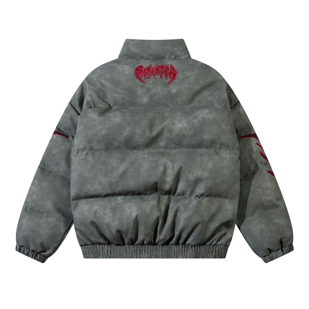 European And American Trend Letter Hip Hop Embroidered Pu Leather Jacket Retro Men's Personality Loose Autumn And Winter Top