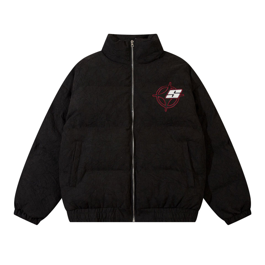 Hip-Hop Simple Letter Embroidered Collar Men's Casual Warm Oversize Cotton Coat Coat Autumn And Winter