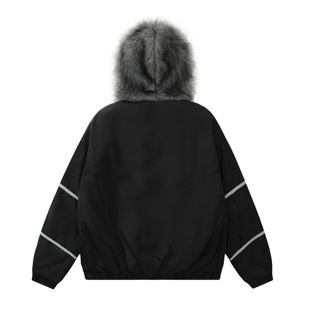 Hip-Hop National Fashion Vintage Plush Hooded Cotton Coat For Men And Women High Street Retro Loose Thickened Cotton Coat