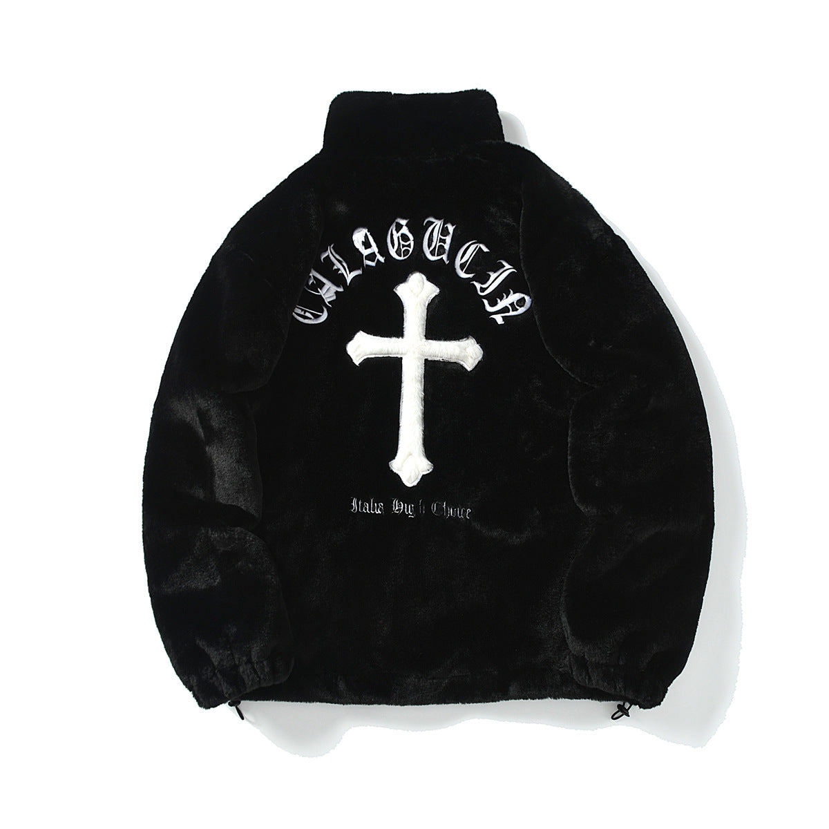 European And American Hip-Hop Printed Lambswool Jacket Men's Trendy Brand Street Loose Fleece-Lined Warm Cotton Coat For Couple
