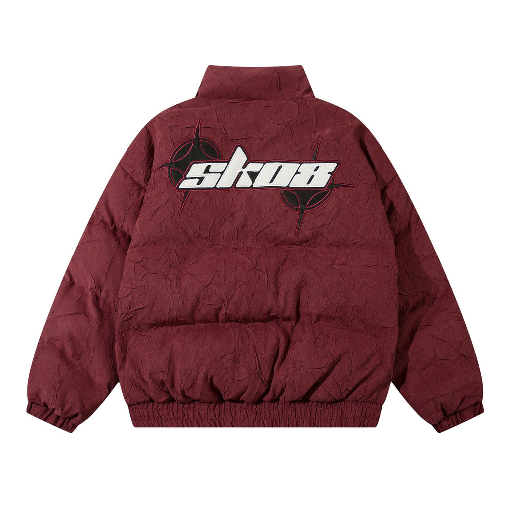 Hip-Hop Simple Letter Embroidered Collar Men's Casual Warm Oversize Cotton Coat Coat Autumn And Winter