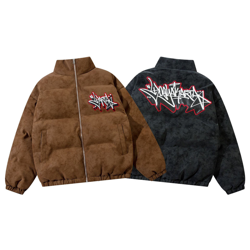 American-style Street Letter Embroidered Cotton-padded Coat Autumn And Winter Thickened Hip-hop Bread Coat For Men And Women Ins Fashion