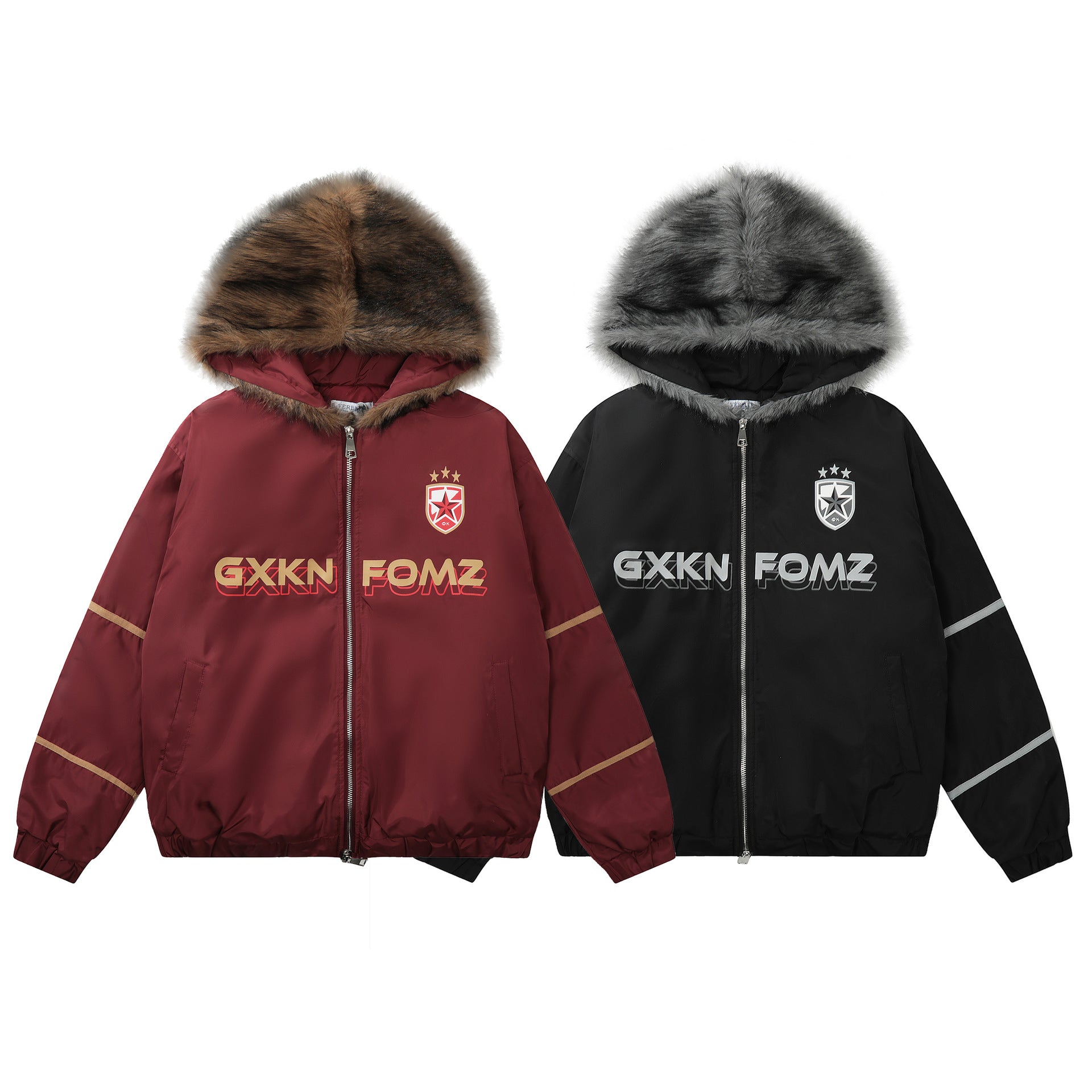 Hip-Hop National Fashion Vintage Plush Hooded Cotton Coat For Men And Women High Street Retro Loose Thickened Cotton Coat