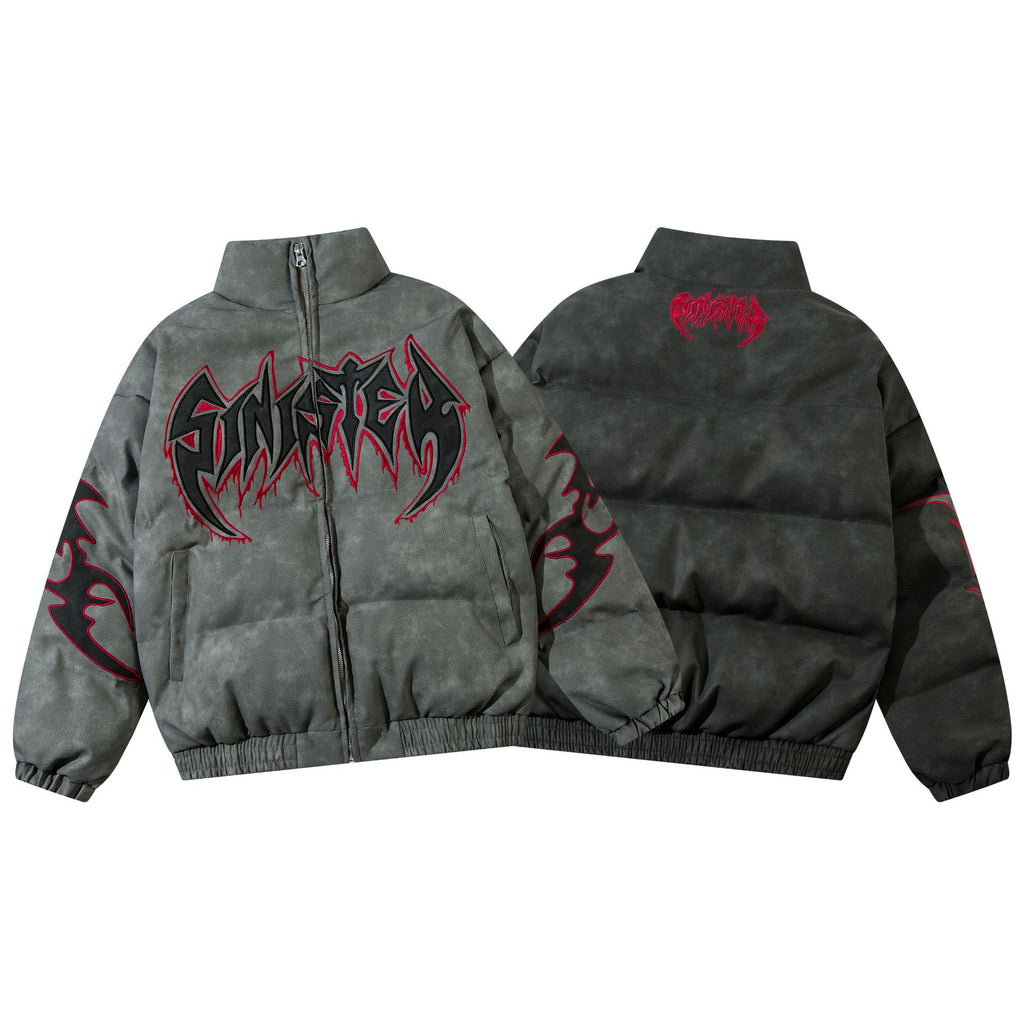 European And American Trend Letter Hip Hop Embroidered Pu Leather Jacket Retro Men's Personality Loose Autumn And Winter Top