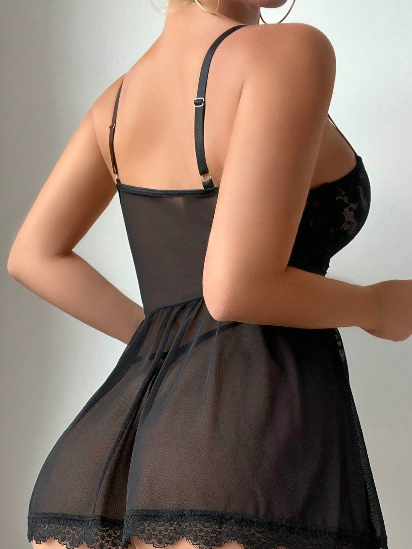 Mesh Lace Nightgown Set - Two-Piece Lingerie in Multiple Colors