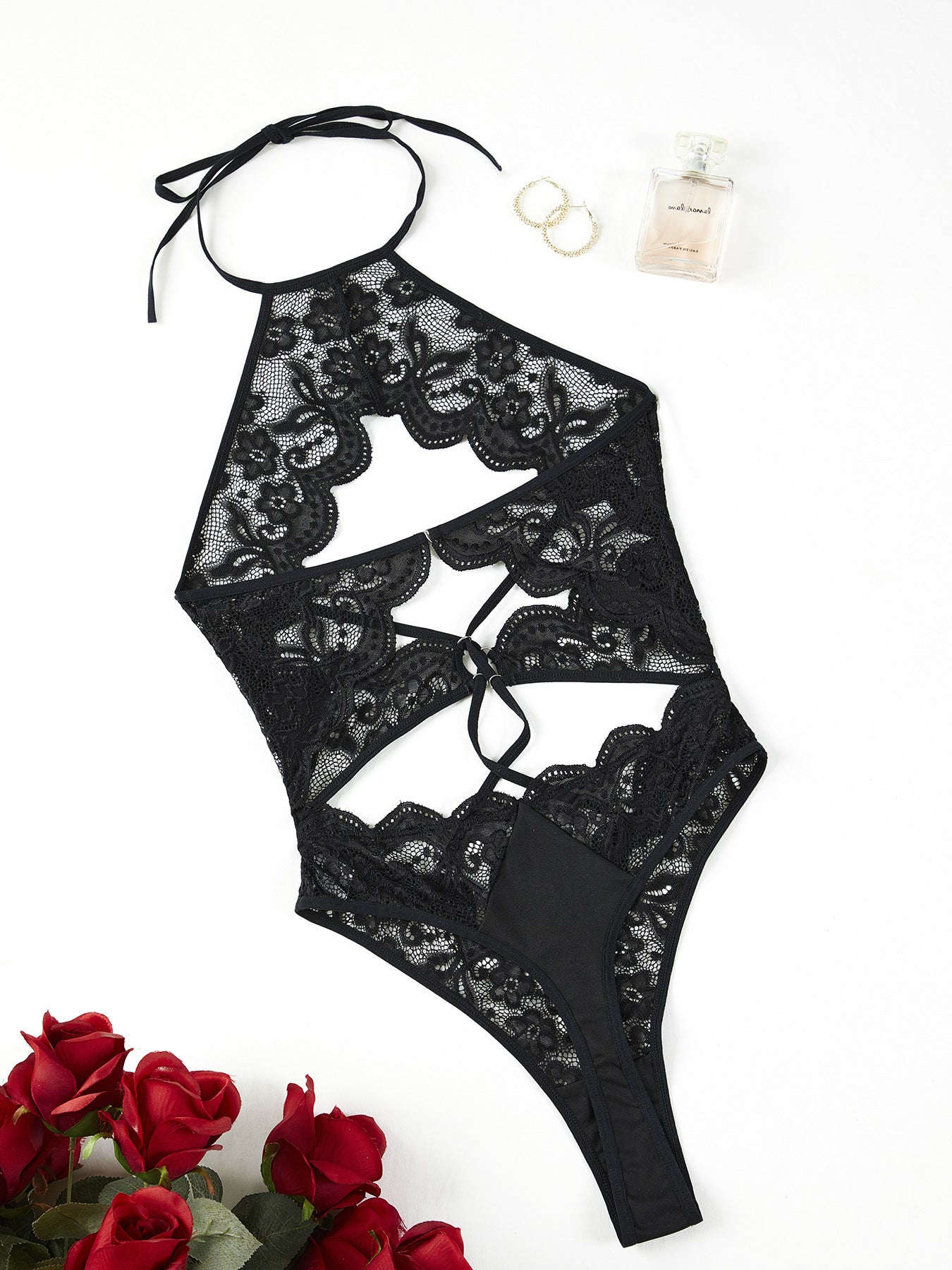 Lace Perspective Lingerie - Sexy Open Bust Bodysuit