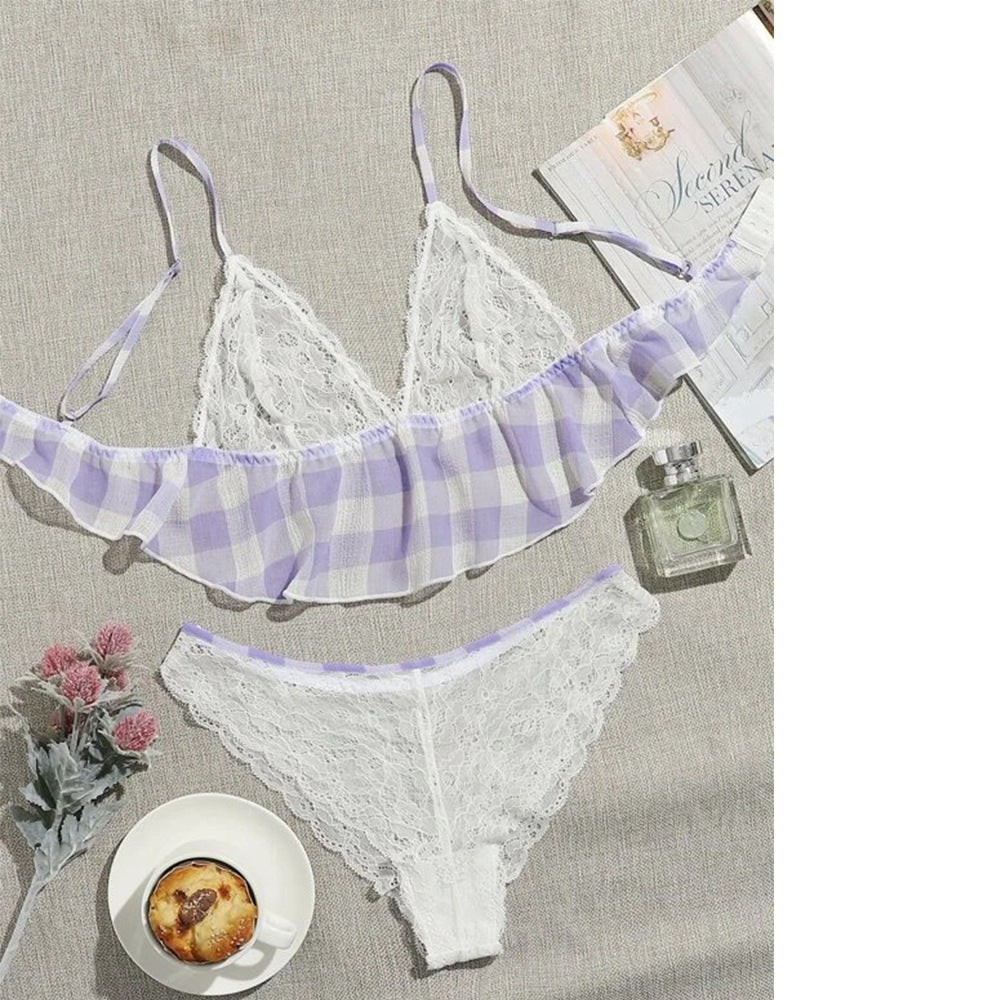 Lace Bra Perspective Lingerie - Sheer Two-Piece Set