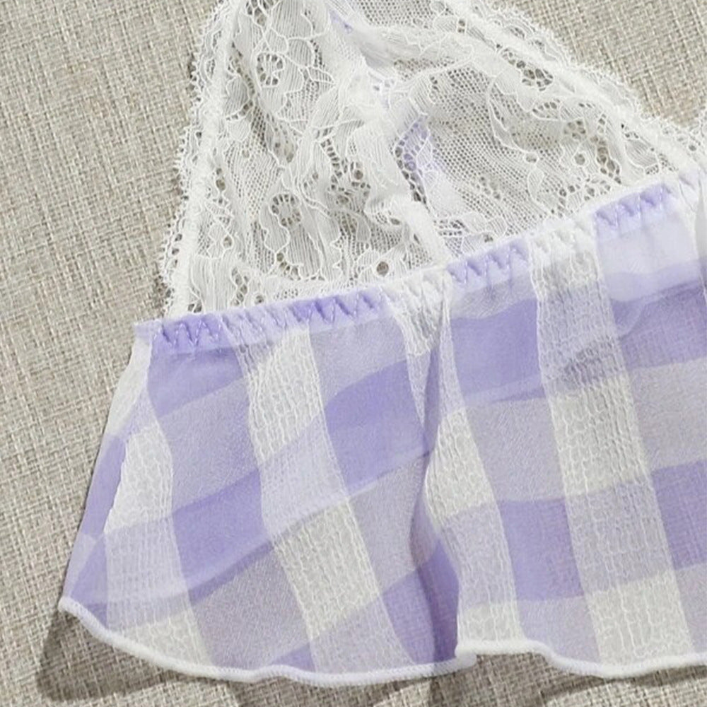 Lace Bra Perspective Lingerie - Sheer Two-Piece Set