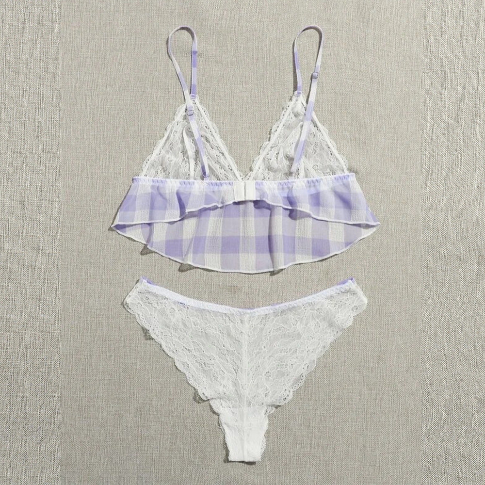 Lace Bra Perspective Lingerie - Sheer Two-Piece Set