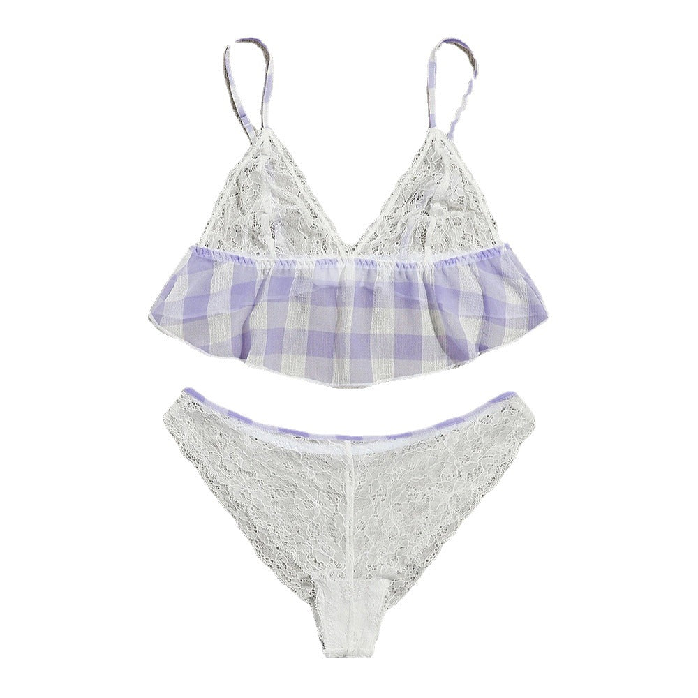 Lace Bra Perspective Lingerie - Sheer Two-Piece Set