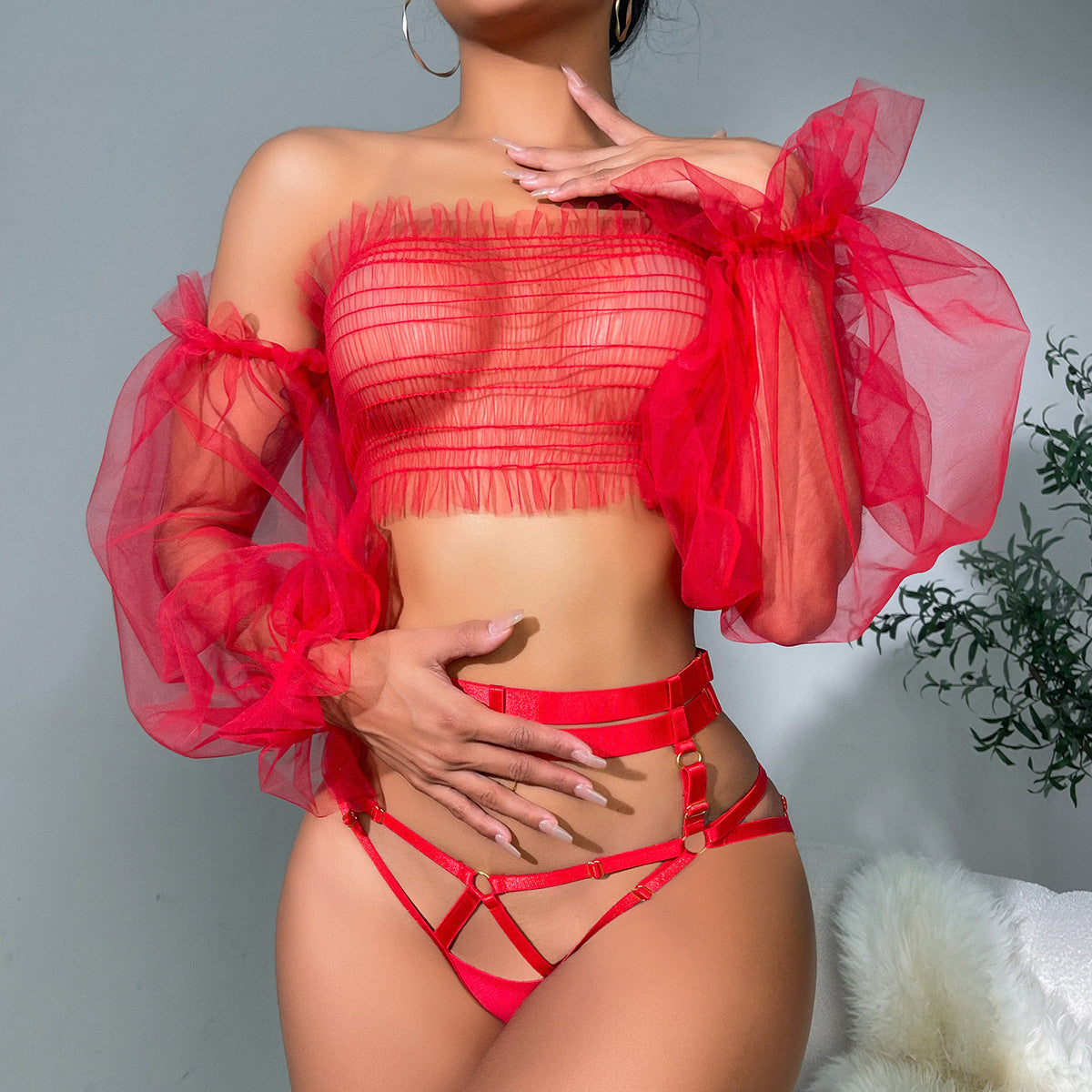 Mesh Lace Perspective Lingerie - Sheer Bodysuit