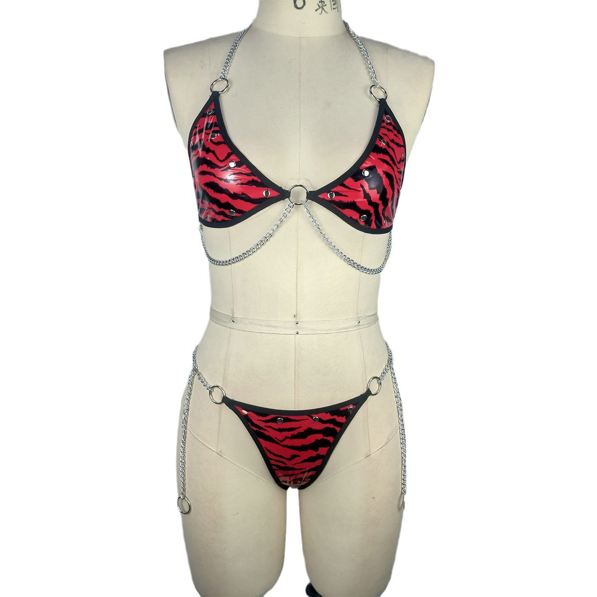 Leopard Print Lingerie Set - Seamless Bikini & Thong