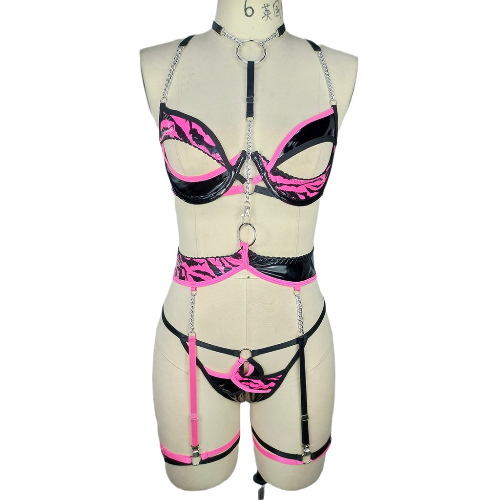 Metal Chain Lingerie Set - Edgy Harness Bodysuit