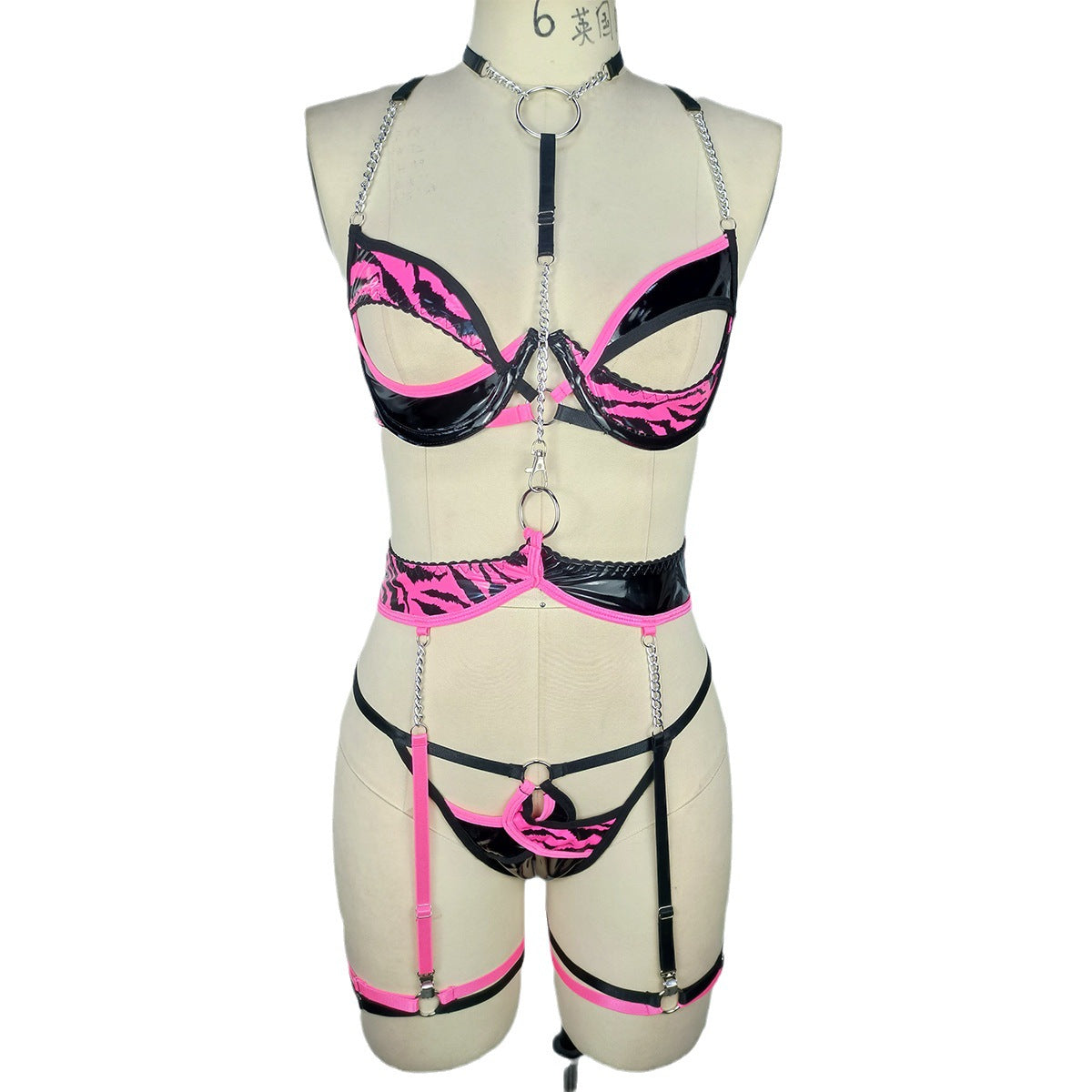 Metal Chain Lingerie Set - Edgy Harness Bodysuit