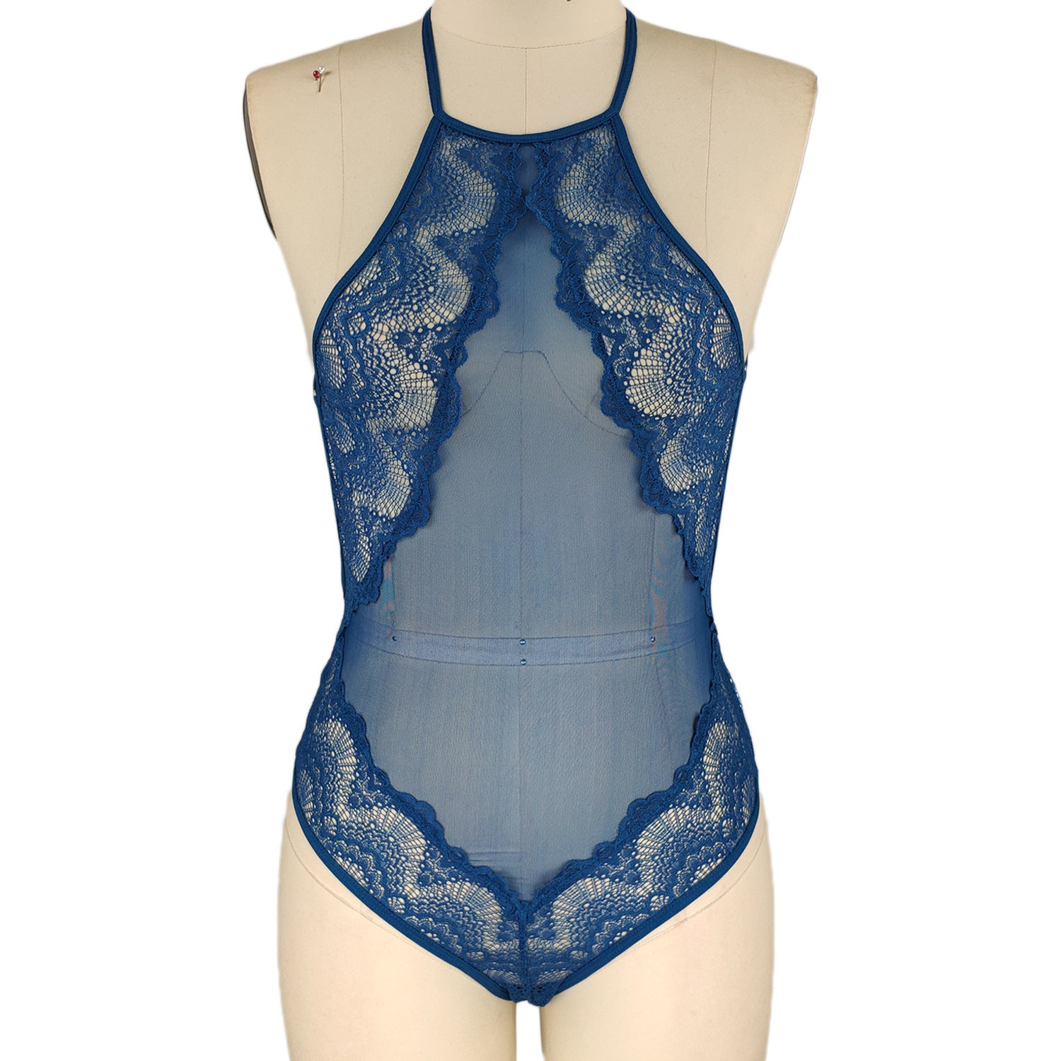 Halter Neck Lace Jumpsuit - Sheer Bodysuit Lingerie