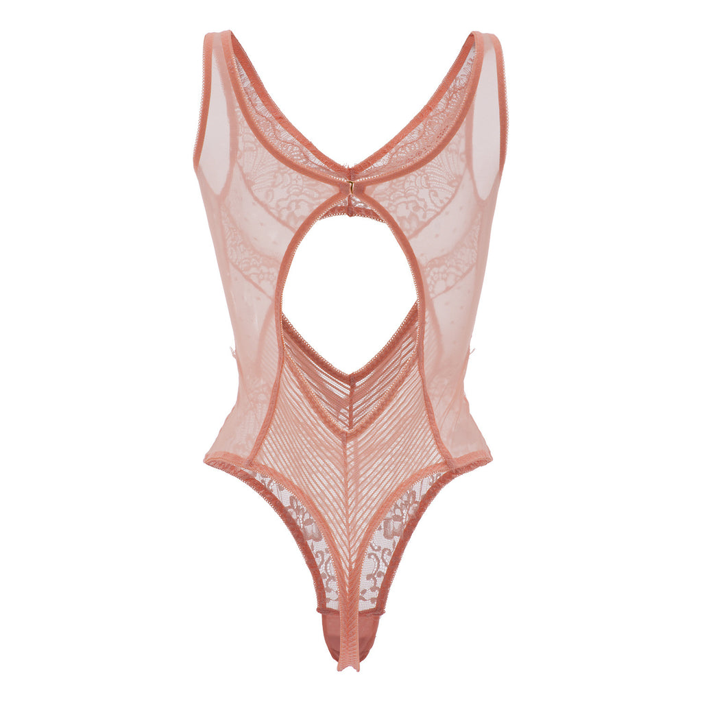 Deep V Lace Bodysuit - Sexy One-Piece with Hollow Details