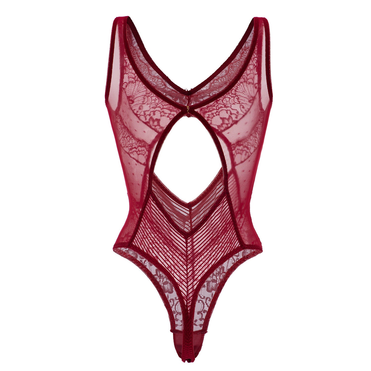 Deep V Lace Bodysuit - Sexy One-Piece with Hollow Details