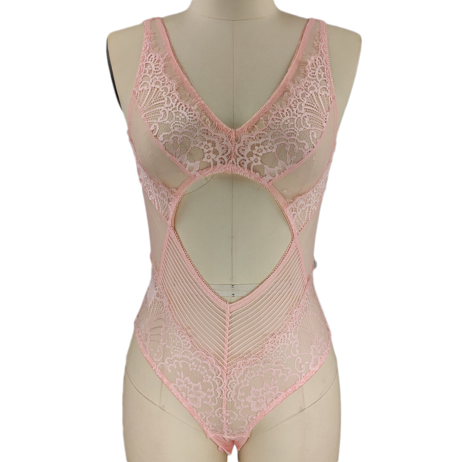 Deep V Lace Bodysuit - Sexy One-Piece with Hollow Details