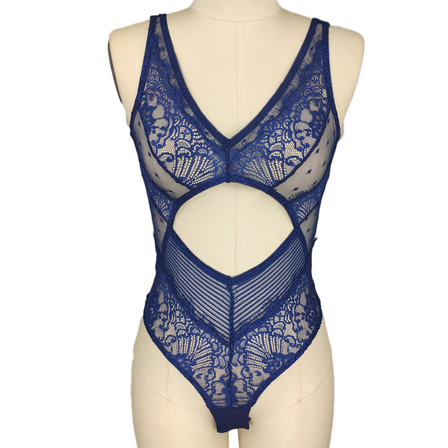 Deep V Lace Bodysuit - Sexy One-Piece with Hollow Details
