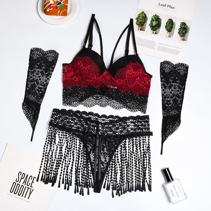 Plus Size Lace Tassel Lingerie - Sexy Pajama Set