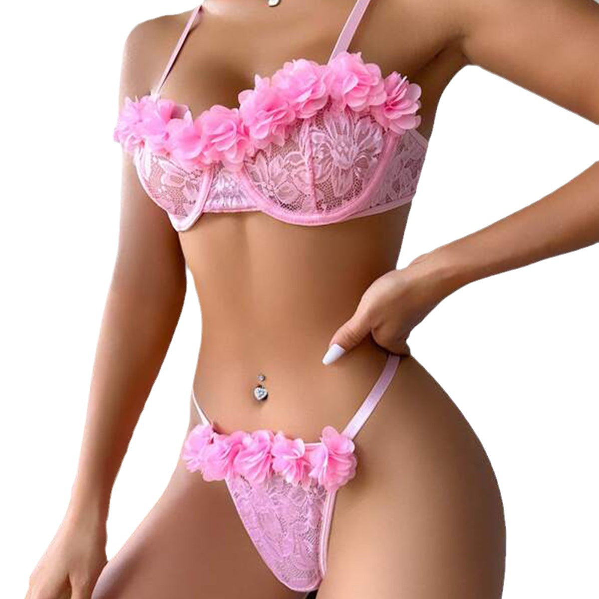 Lace Thong Lingerie Set - Sexy Two-Piece