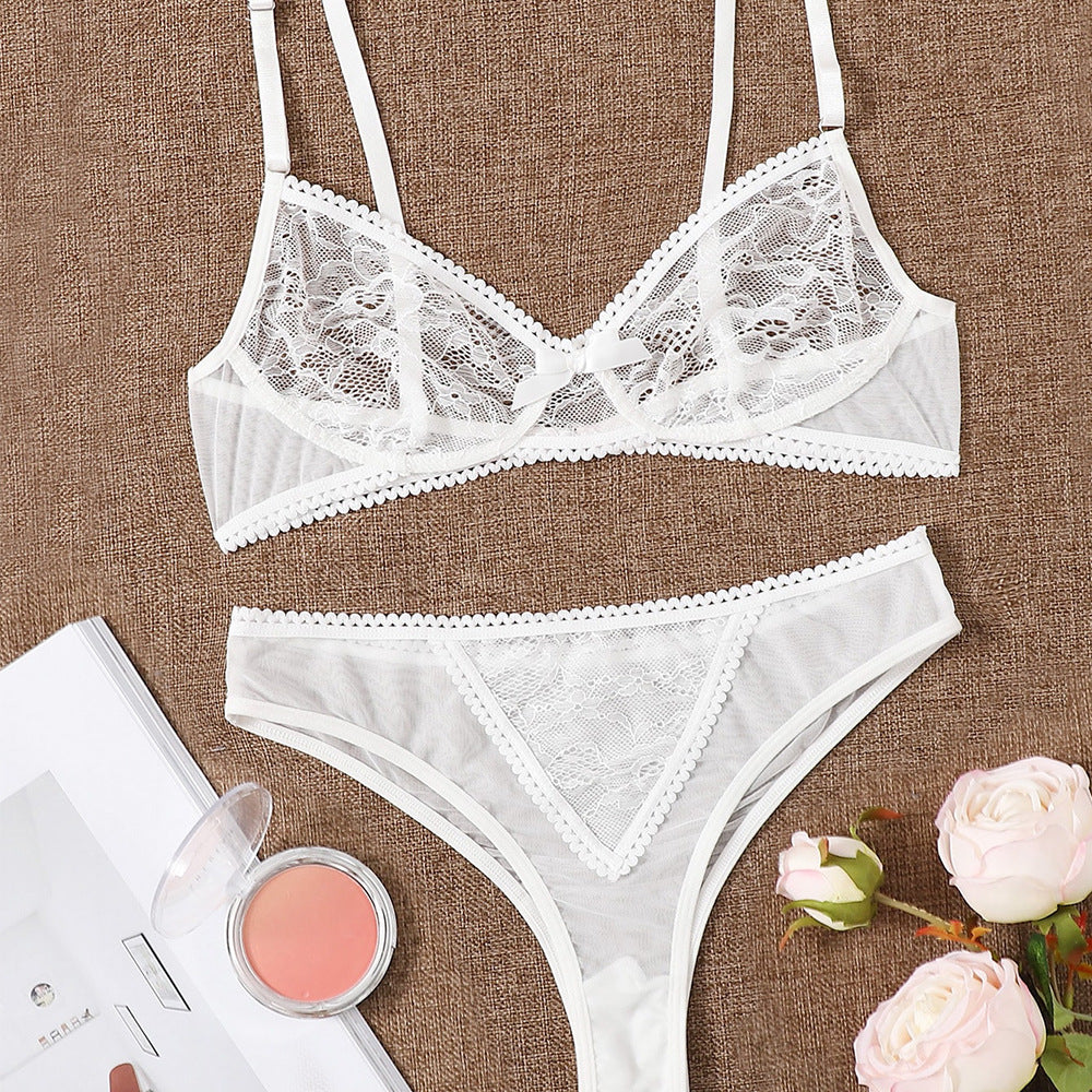 French Bra Lingerie - Lace Hollow Strap with Underwire Support