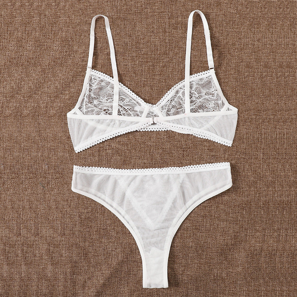 French Bra Lingerie - Lace Hollow Strap with Underwire Support