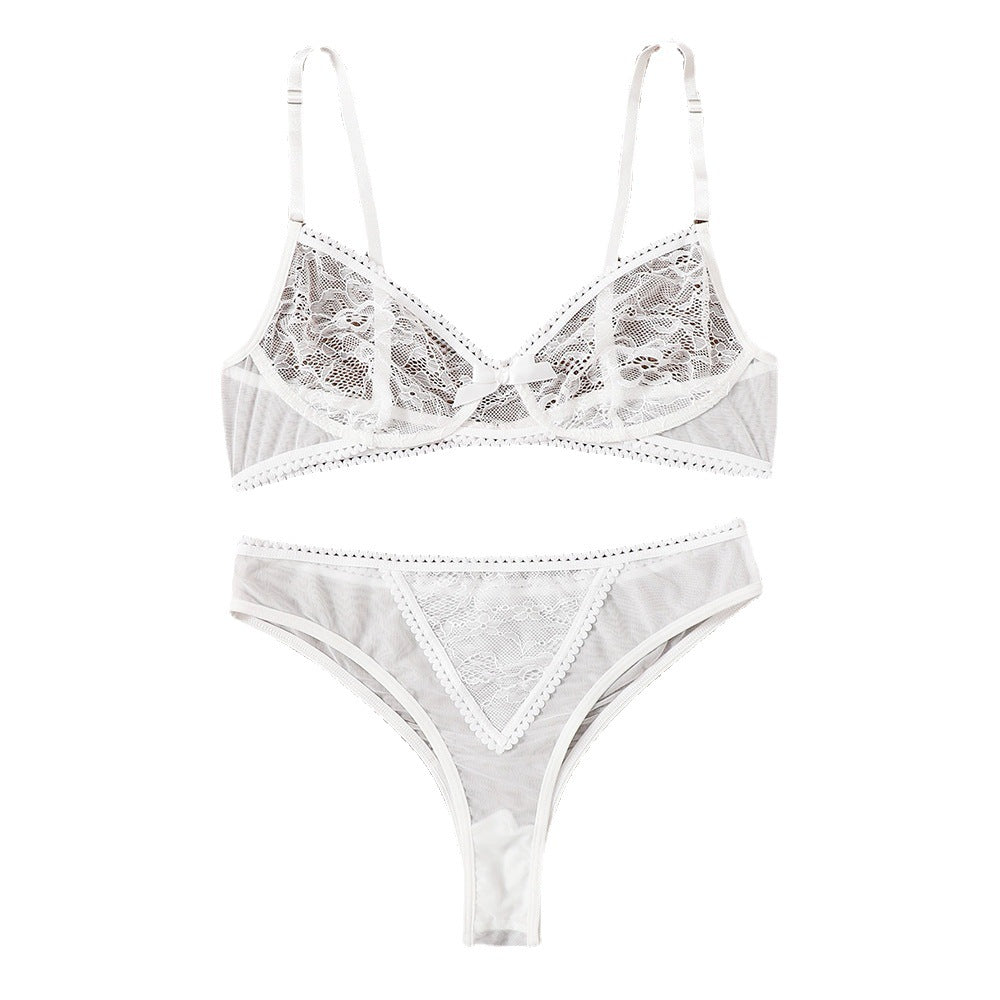 French Bra Lingerie - Lace Hollow Strap with Underwire Support