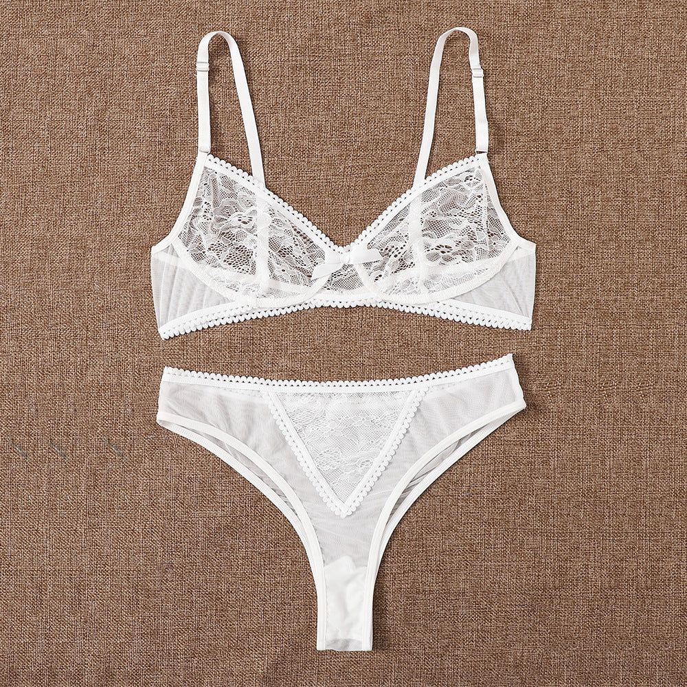 French Bra Lingerie - Lace Hollow Strap with Underwire Support