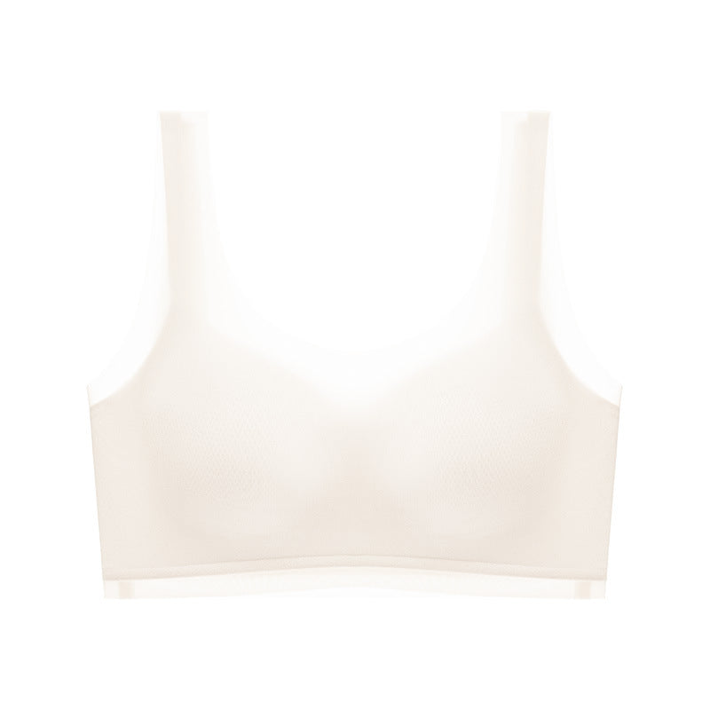 Ultra-thin Seamless Invisible Liquid Foundation Underwear Xia Mei Back Push-up No Steel Ring One-piece Fixed Cup Vest Bra For Women