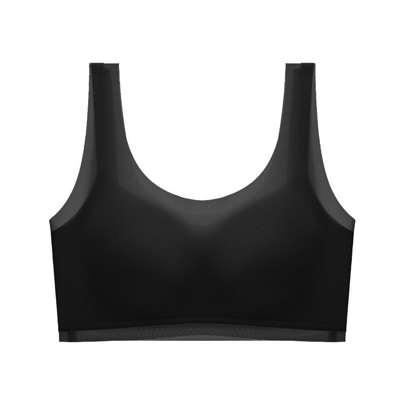 Ultra-thin Seamless Invisible Liquid Foundation Underwear Xia Mei Back Push-up No Steel Ring One-piece Fixed Cup Vest Bra For Women