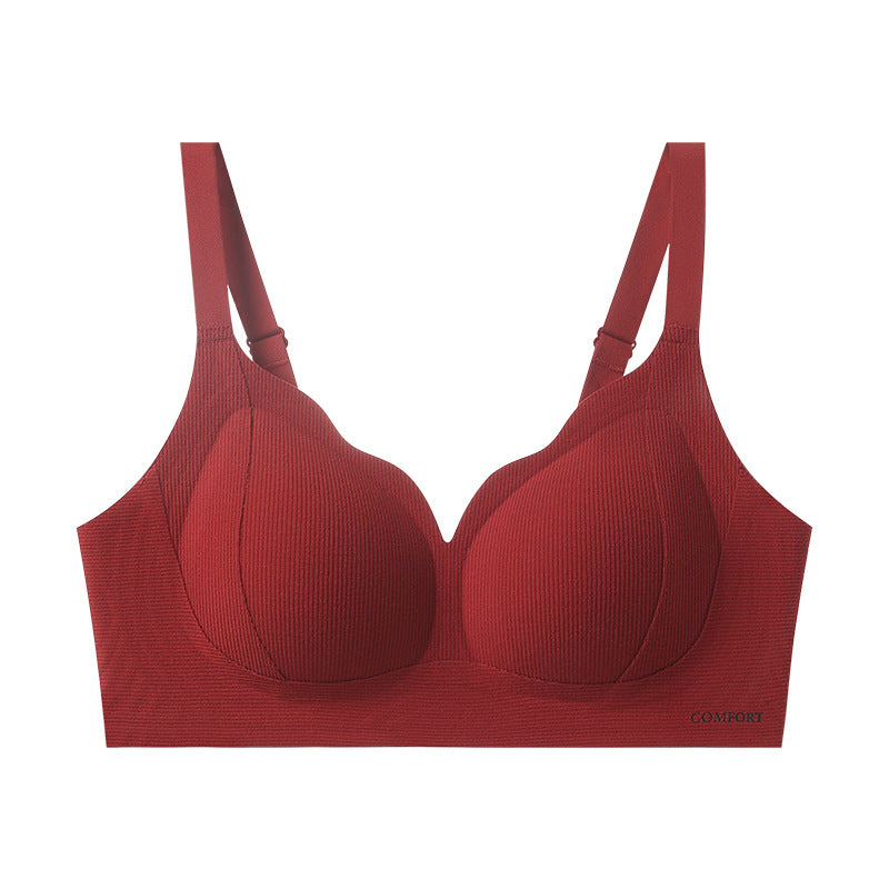 Branding Comfortable Underwear Women's Small Chest Gathering Litching Non-steel Ring Anti-sagging Light Warming Non-marking Bra Non-marking Upper Bra
